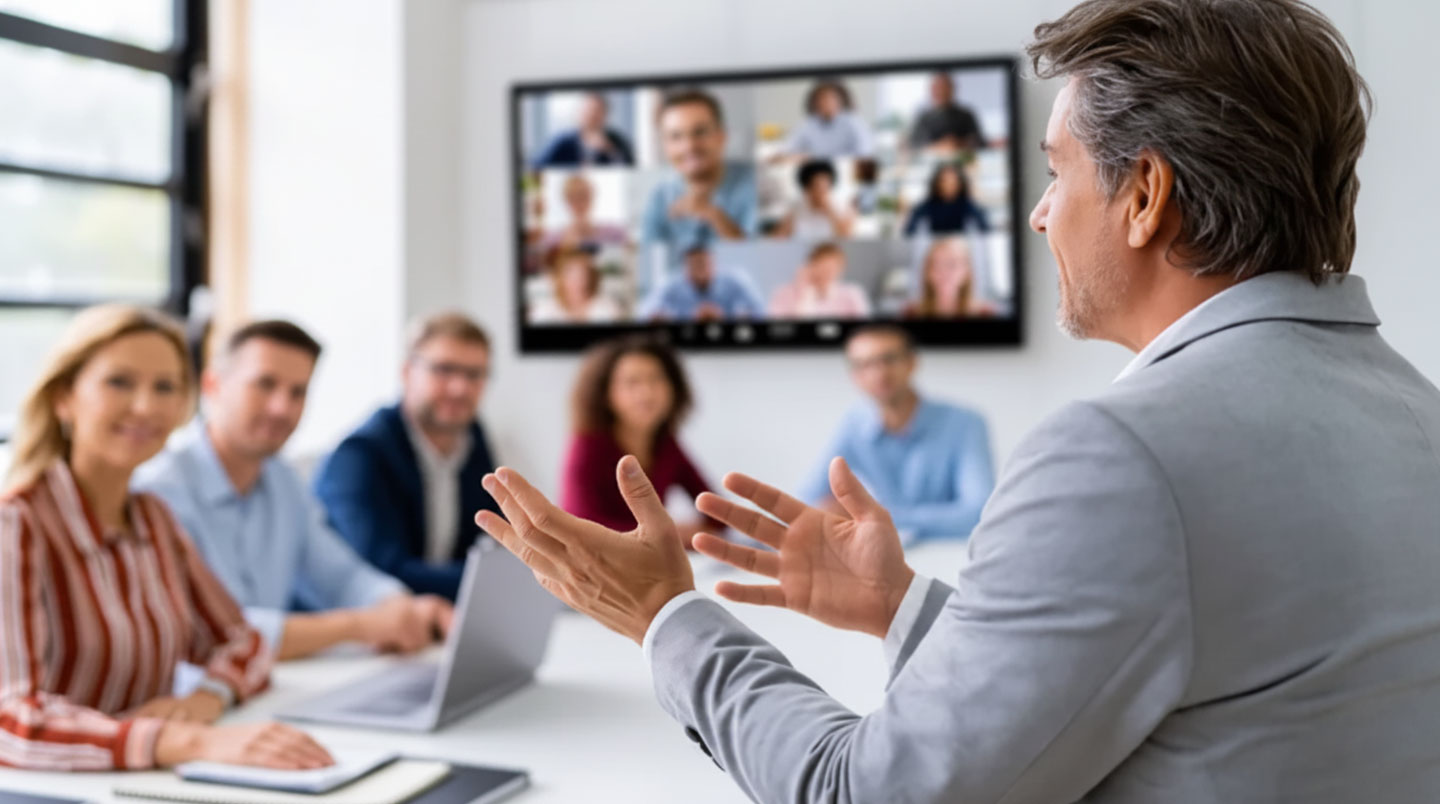 Équipe de professionnels en cybersécurité travaillant ensemble autour d'une table lors d'une session de formation executive